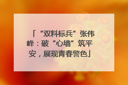 “双料标兵”张伟峰：破“心墙”筑平安，展现青春警色