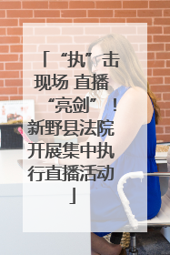 “执”击现场 直播“亮剑”！新野县法院开展集中执行直播活动