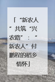 “新农人”共筑“兴农路”：“新农人”付鹏程的稻乡情怀