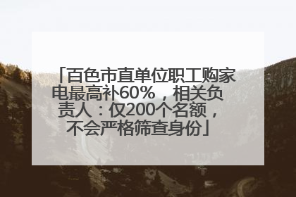 百色市直单位职工购家电最高补60％，相关负责人：仅200个名额，不会严格筛查身份