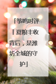筝鸣时评丨夏粮丰收背后，是潍坊全城的守护