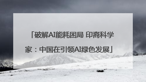 破解AI能耗困局 印裔科学家：中国在引领AI绿色发展
