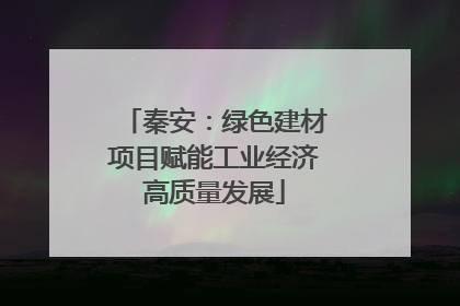 秦安：绿色建材项目赋能工业经济高质量发展