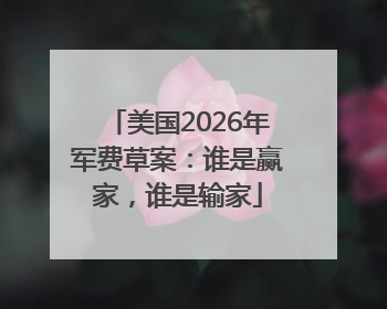 美国2026年军费草案：谁是赢家，谁是输家
