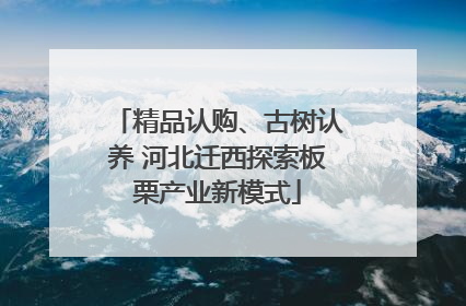 精品认购、古树认养 河北迁西探索板栗产业新模式