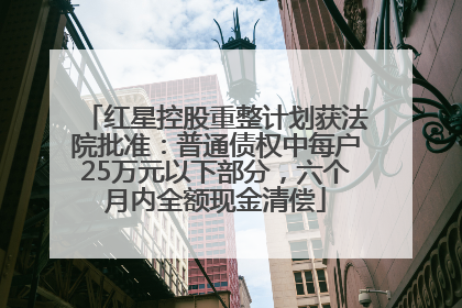 红星控股重整计划获法院批准：普通债权中每户25万元以下部分，六个月内全额现金清偿