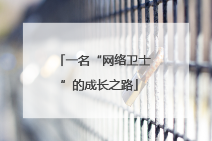 一名“网络卫士”的成长之路