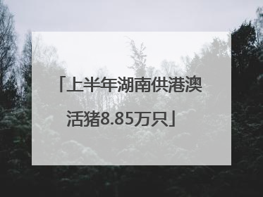 上半年湖南供港澳活猪8.85万只