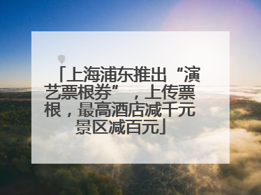 上海浦东推出“演艺票根券”，上传票根，最高酒店减千元景区减百元