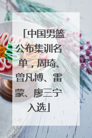 中国男篮公布集训名单，周琦、曾凡博、雷蒙、廖三宁入选