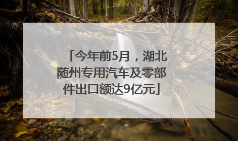 今年前5月，湖北随州专用汽车及零部件出口额达9亿元