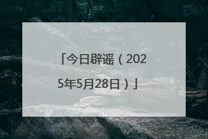 今日辟谣（2025年5月28日）