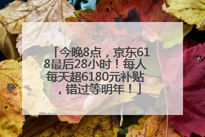 今晚8点，京东618最后28小时！每人每天超6180元补贴，错过等明年！