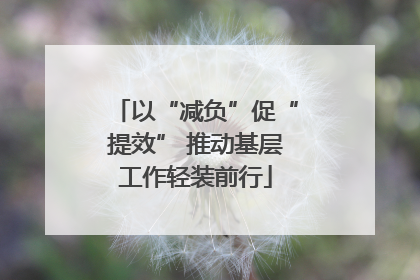 以“减负”促“提效” 推动基层工作轻装前行