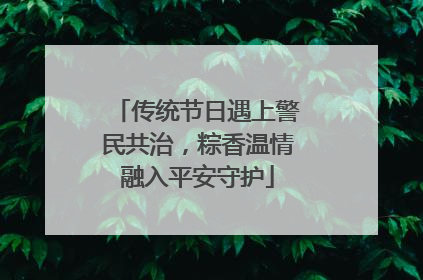 传统节日遇上警民共治，粽香温情融入平安守护