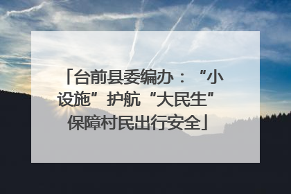 台前县委编办：“小设施”护航“大民生” 保障村民出行安全