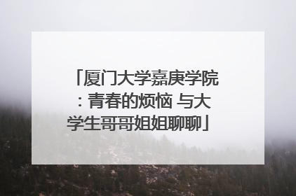 厦门大学嘉庚学院：青春的烦恼 与大学生哥哥姐姐聊聊