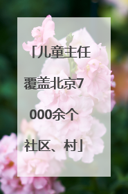 儿童主任覆盖北京7000余个社区、村