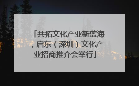 共拓文化产业新蓝海，启东（深圳）文化产业招商推介会举行