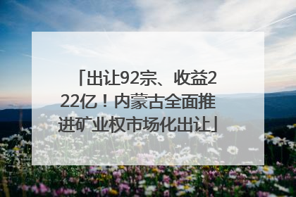 出让92宗、收益222亿！内蒙古全面推进矿业权市场化出让