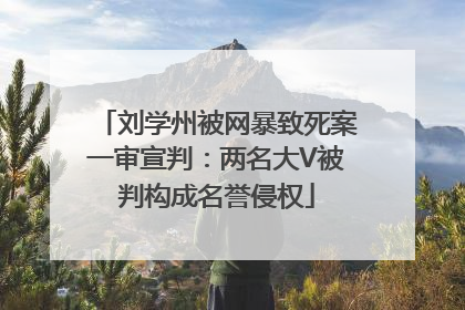 刘学州被网暴致死案一审宣判：两名大V被判构成名誉侵权