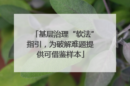 基层治理“软法”指引，为破解难题提供可借鉴样本
