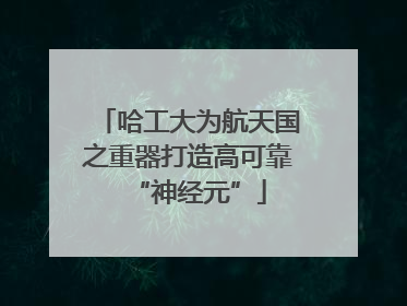 哈工大为航天国之重器打造高可靠“神经元”