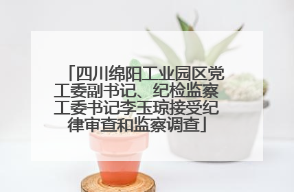 四川绵阳工业园区党工委副书记、纪检监察工委书记李玉琼接受纪律审查和监察调查