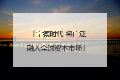 宁德时代 将广泛融入全球资本市场