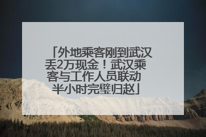 外地乘客刚到武汉丢2万现金！武汉乘客与工作人员联动 半小时完璧归赵