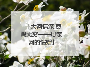 大河情深 恩赐无穷——母亲河的馈赠