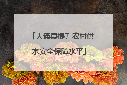 大通县提升农村供水安全保障水平