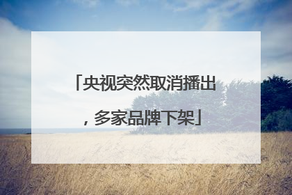 央视突然取消播出，多家品牌下架