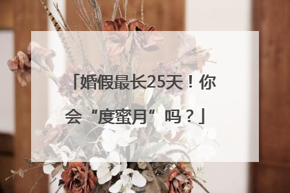 婚假最长25天！你会“度蜜月”吗？