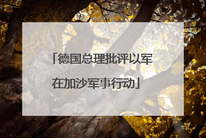 德国总理批评以军在加沙军事行动