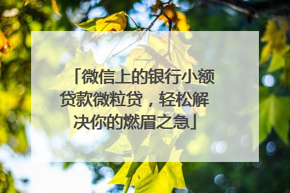 微信上的银行小额贷款微粒贷，轻松解决你的燃眉之急