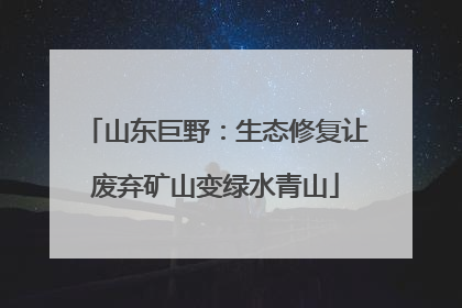 山东巨野：生态修复让废弃矿山变绿水青山