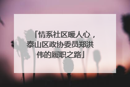 情系社区暖人心，泰山区政协委员郑洪伟的履职之路