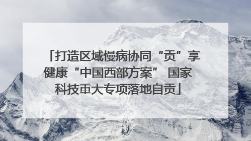 打造区域慢病协同“贡”享健康“中国西部方案” 国家科技重大专项落地自贡
