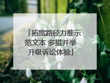拓宽路径力推示范文本 多措并举升级诉讼体验