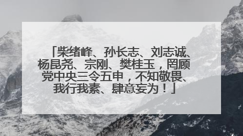 柴绪峰、孙长志、刘志诚、杨昆尧、宗刚、樊桂玉，罔顾党中央三令五申，不知敬畏、我行我素、肆意妄为！