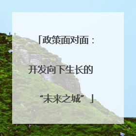 政策面对面：开发向下生长的“未来之城”