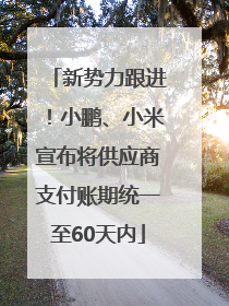 新势力跟进！小鹏、小米宣布将供应商支付账期统一至60天内