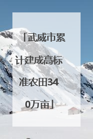 武威市累计建成高标准农田340万亩