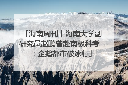 海南周刊丨海南大学副研究员赵鹏曾赴南极科考：企鹅都市破冰行