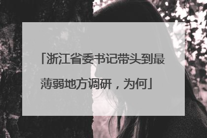 浙江省委书记带头到最薄弱地方调研，为何