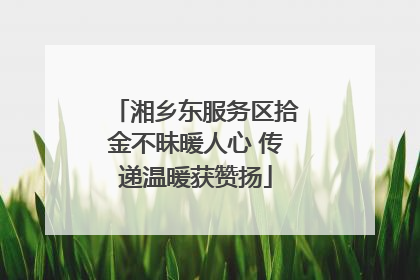 湘乡东服务区拾金不昧暖人心 传递温暖获赞扬