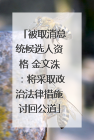被取消总统候选人资格 金文洙：将采取政治法律措施讨回公道