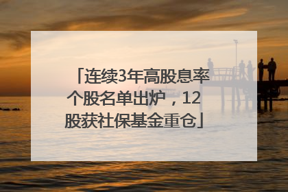连续3年高股息率个股名单出炉，12股获社保基金重仓