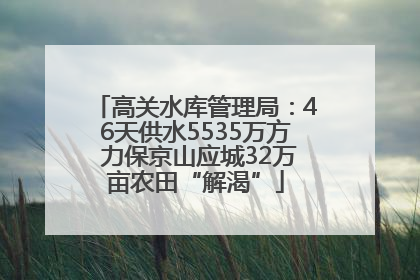高关水库管理局：46天供水5535万方 力保京山应城32万亩农田“解渴”